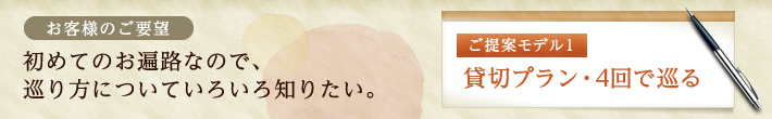 ご提案モデル1：貸切プラン・4回で巡る