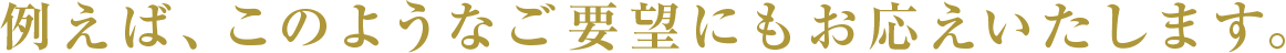 例えば、このようなご要望にもお応えいたします。