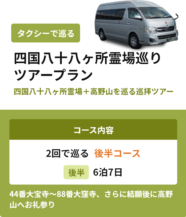 四国八十八ヶ所霊場巡りツアープラン 2回で巡る前半コース 6泊7日