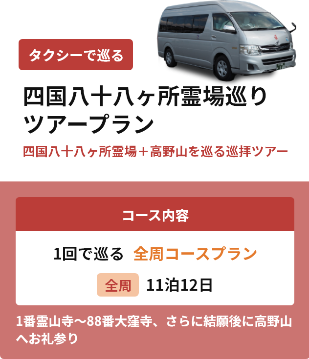 四国八十八ヶ所霊場巡りツアープラン 1回で巡る全周コースプラン 11泊12日